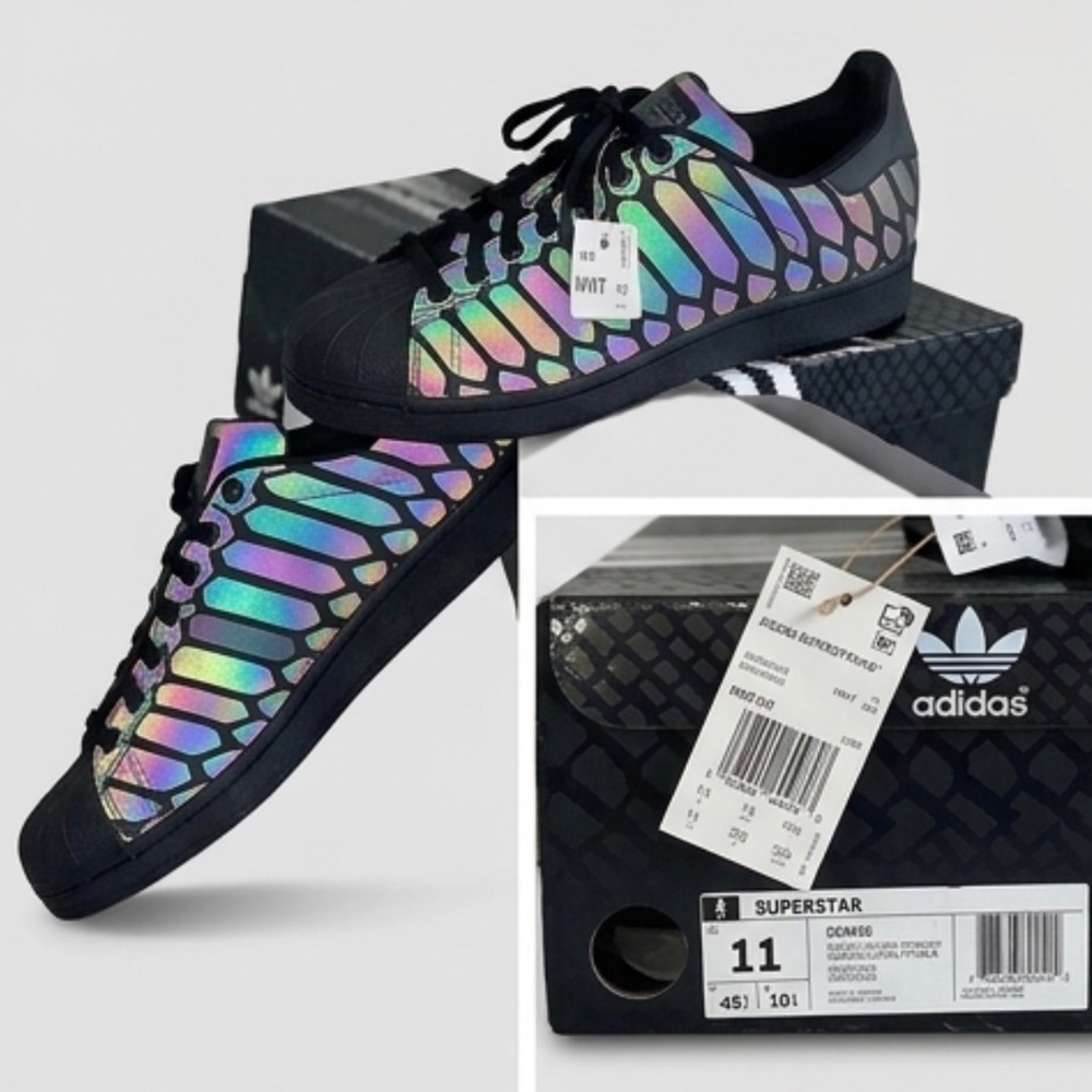 Adidas Superstar Zeno Black Iridescent Sneakers- men size 11 with box !